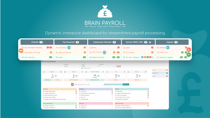 Experience effortless payroll management with Brain Payroll's interactive dashboard