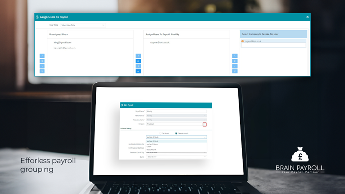 Simplify payroll management across multiple companies with Brain Payroll's Payroll Grouping feature.