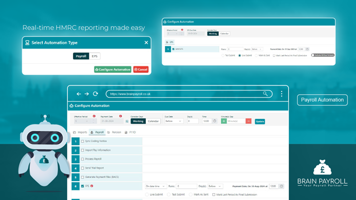 Ensure 100% compliance with Brain Payroll’s seamless real-time reporting to HMRC.