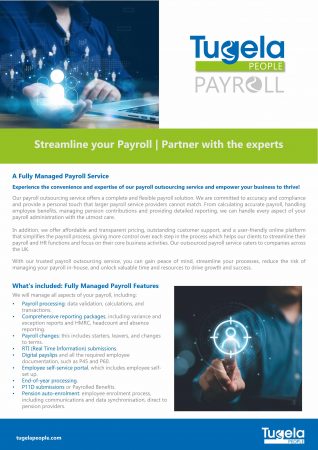 A fully managed payroll service from Tugela People. Learn more.